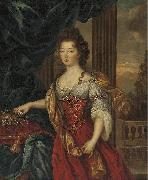Marie Therese de Bourbon dressed in a red and gold gown, Pierre Mignard